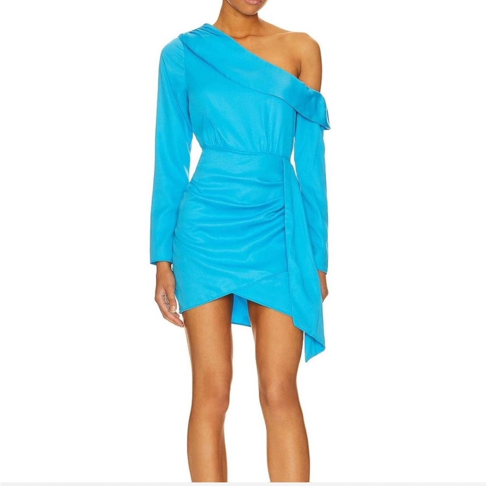 Kristie One Shoulder Cocktail Dress in Cerulean